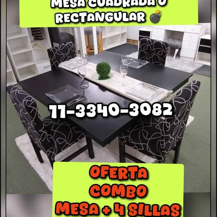 Mesa + sillas, MDF/MELAMIN18M hay mas colores de sillas