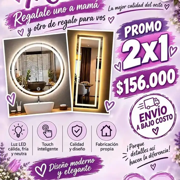 Combo de espejos touch esmerilado
