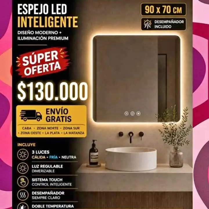 Espejos cuadrado LED inteligente en oferta