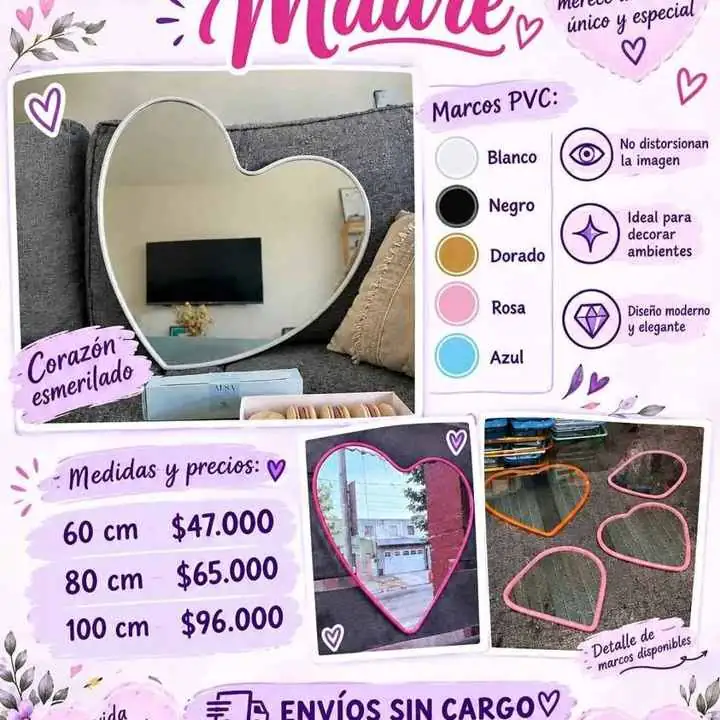 Espejos corazón en oferta
