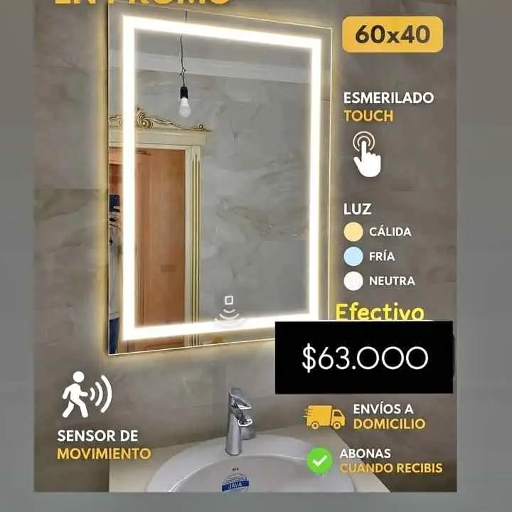 Espejos cuadrado esmerilado touch en oferta
