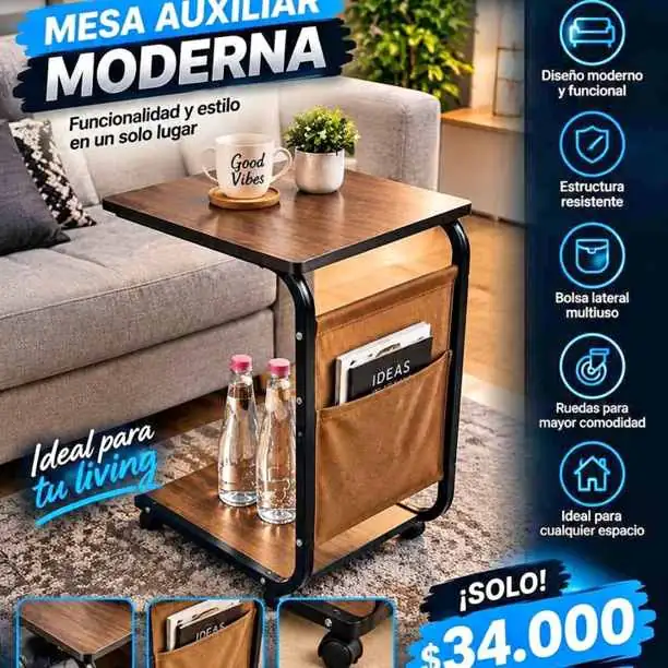 ¡Mesa auxiliar moderna a solo $34.000!