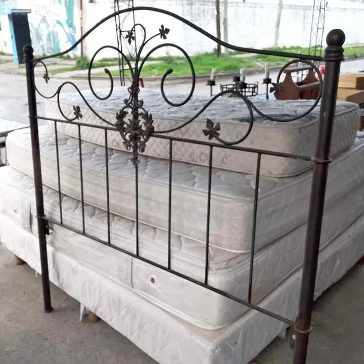 Respaldar de somier hierro artístico impecable estado labrado 2 plazas símil cobre