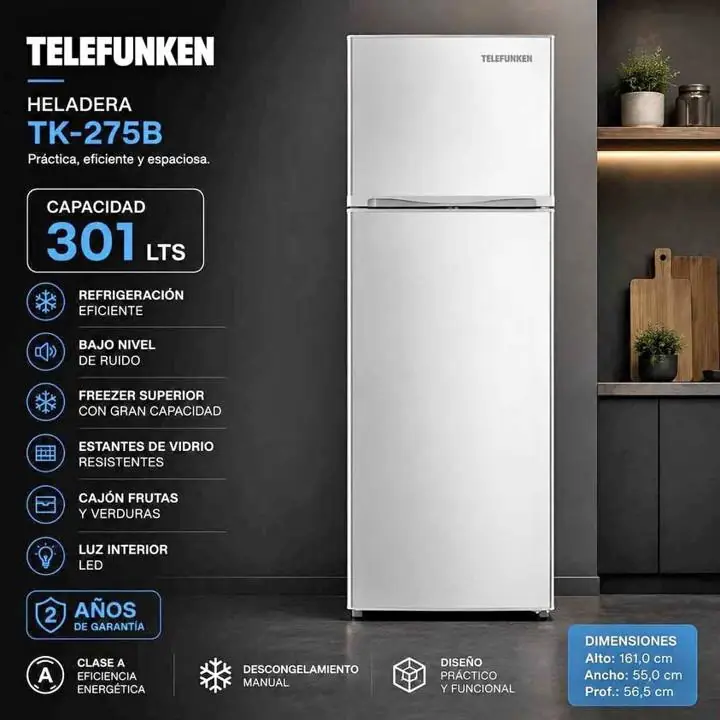 Heladera c/ Freezer Telefunken TFK-HD300 300Lts Silver