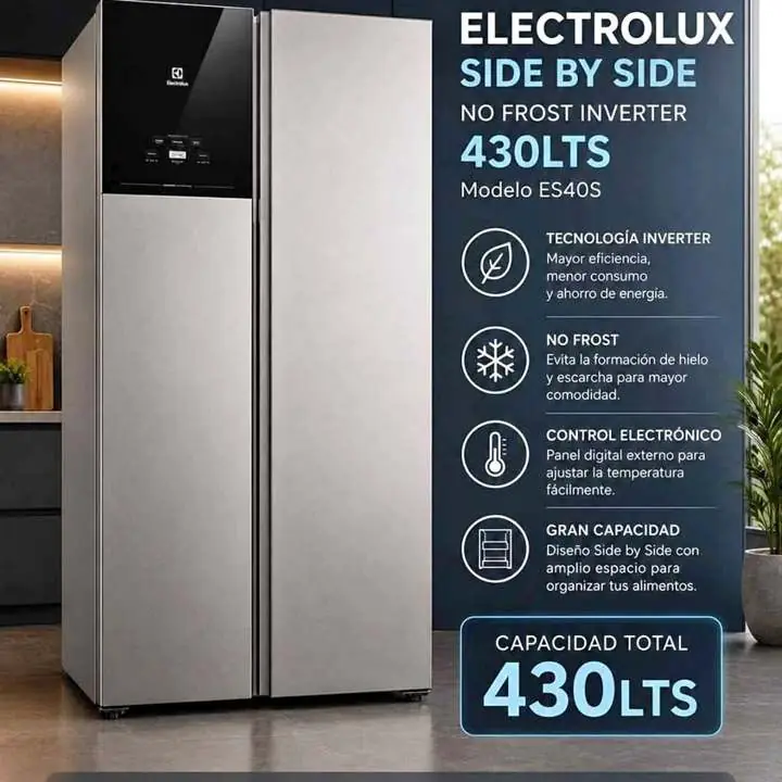Heladera Electrolux no frost side by side 430LTS inverter acero inox