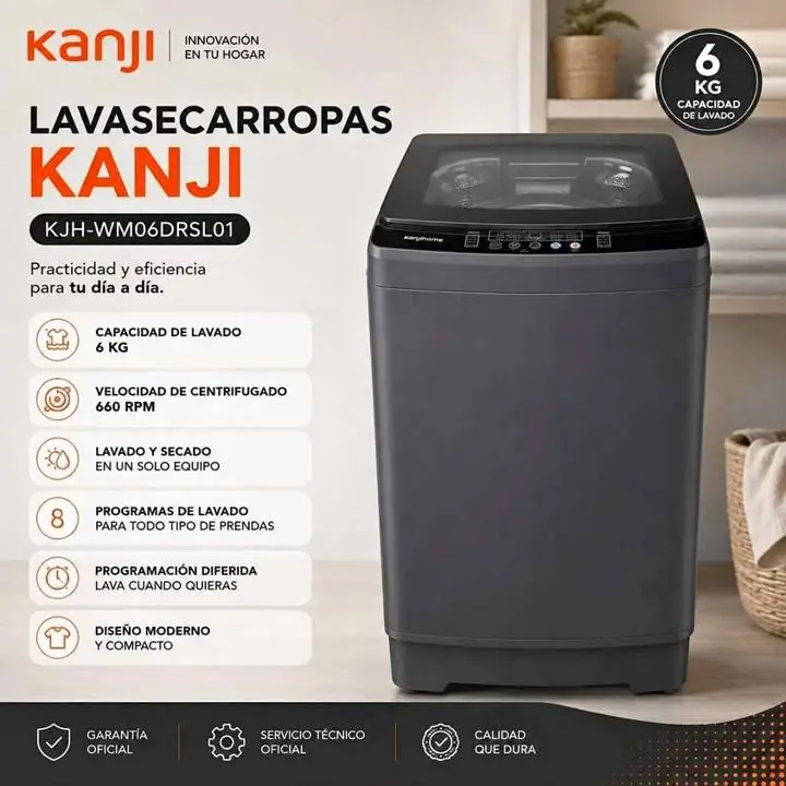Lavasecarropas Automático Kanji KJH-WM06DRSL01 6Kg 660Rpm Serie 6 Blanco