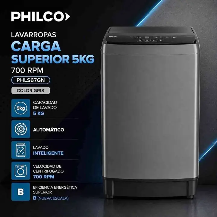 Lavarropas Philco 5KG PHLS67GN carga superior 700RPM