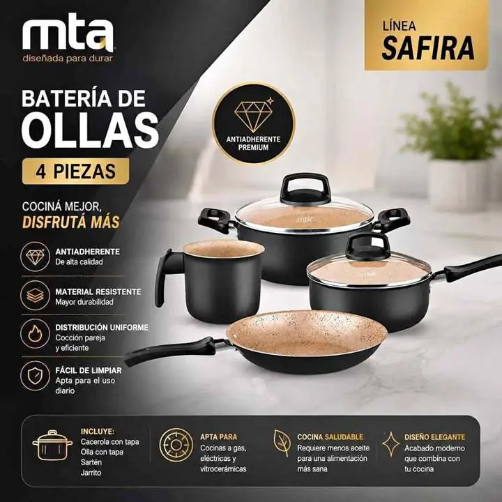 Bateria de ollas mta safira 4 piezas $65.900