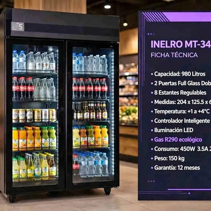 Heladera Exhibidora Vertical Inelro Mt 34 Black 2 Puertas