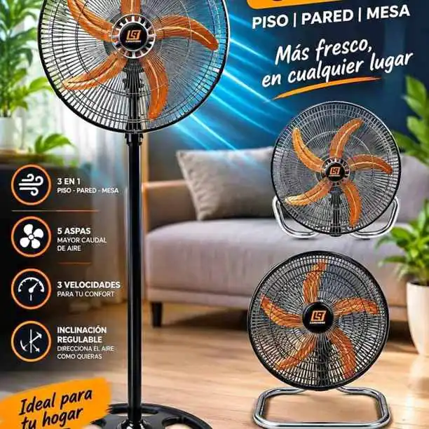 Ventilador 3 en 1 Lüsqtoff LSQ20VT de 20" Negro con 3 Aspas de Aluminio