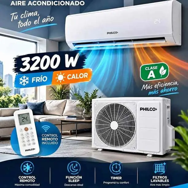 Aire acondicionado split frio y calor Philco PHS32HA4CNE 2900F 3300W color blanco