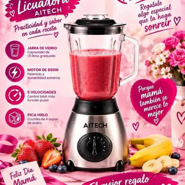 Nuevo ingresoo licuadora aitech 1.5L jarra de vidrio