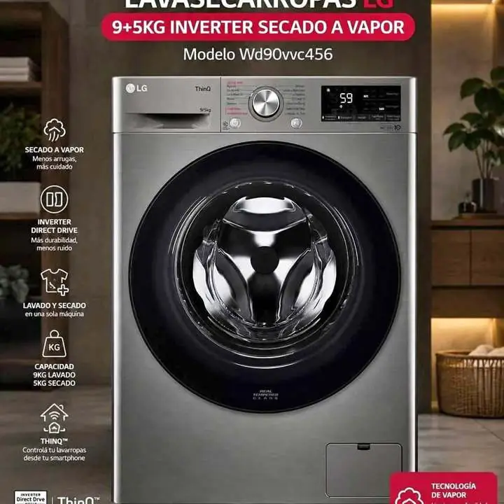 Lavasecarropas LG 9KG + 5KG 1200RPM inverter silver