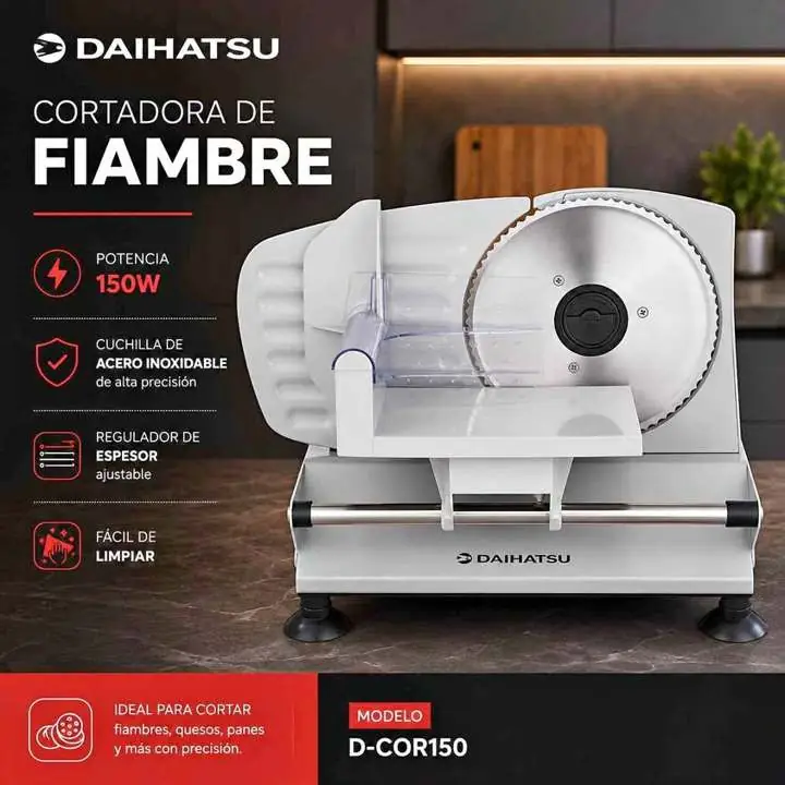 Cortadora de fiambre daihatsu 150W acero inox •modelo D-COR150