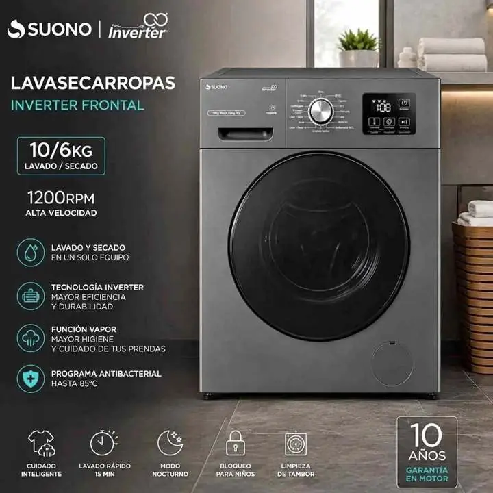 Lavasecarropa inverter frontal suono 10/6 KG 1200 rpm