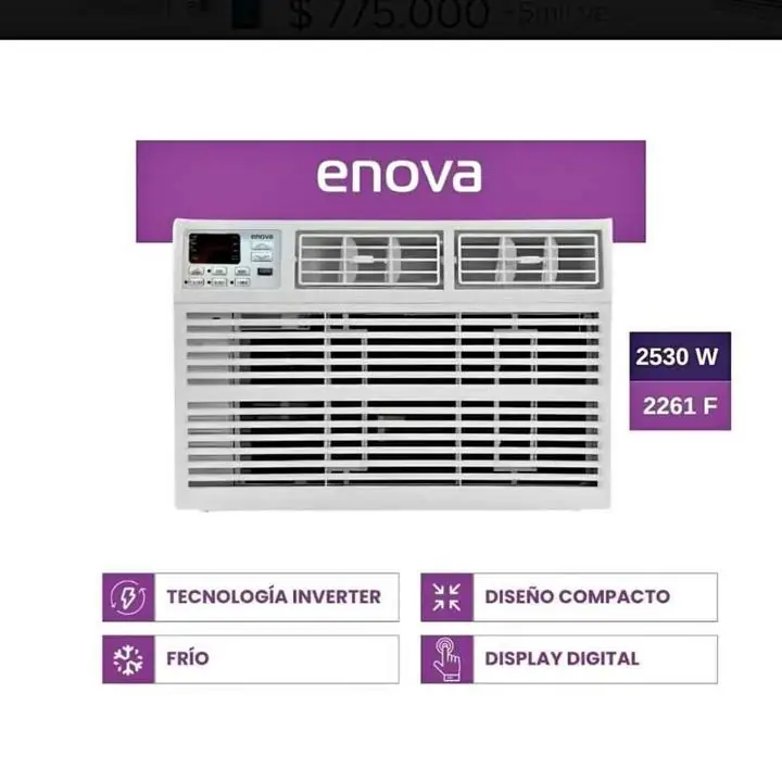 Aire Acondicionado Enova Ventana Inverter Solo Frío 2530w 2261 Fg Frio Aev09if10