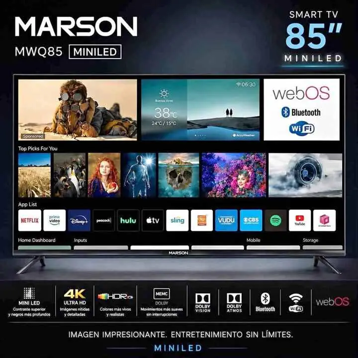 Smart TV marson 85” mini LED web os