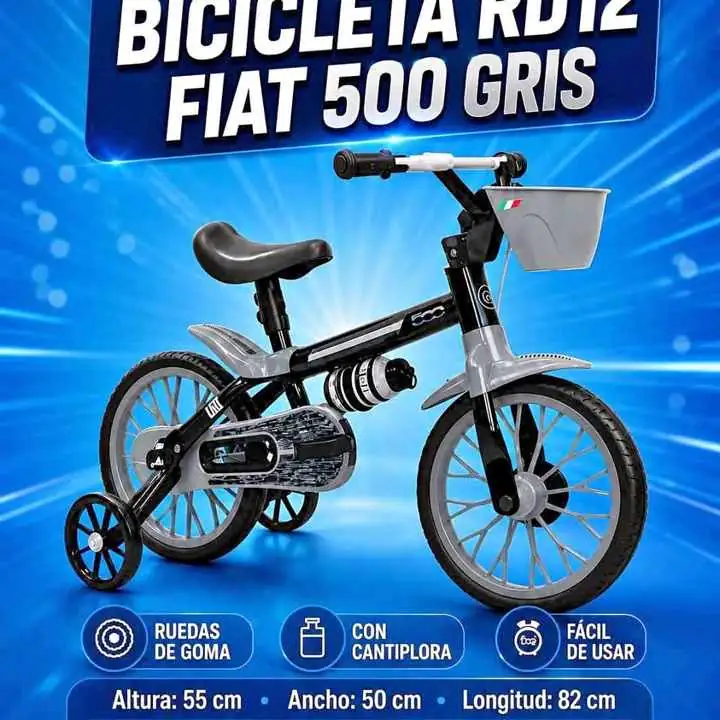 Bicicleta infantil Fiat 500 gris cinza