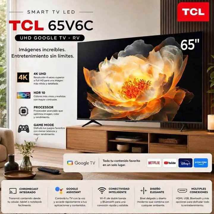 Smart TV TCL 65” 4K UHD LED 65V6C-F Google TV