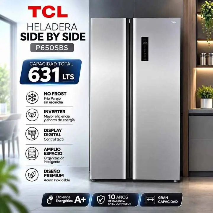Heladera Side By Side TCL No Frost P650SBS 631 litros 1.490.000