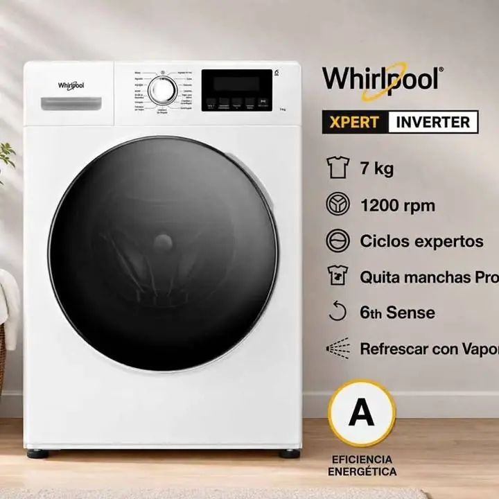 Lavarropas Whirlpool 7KG inverter blanco carga frontal