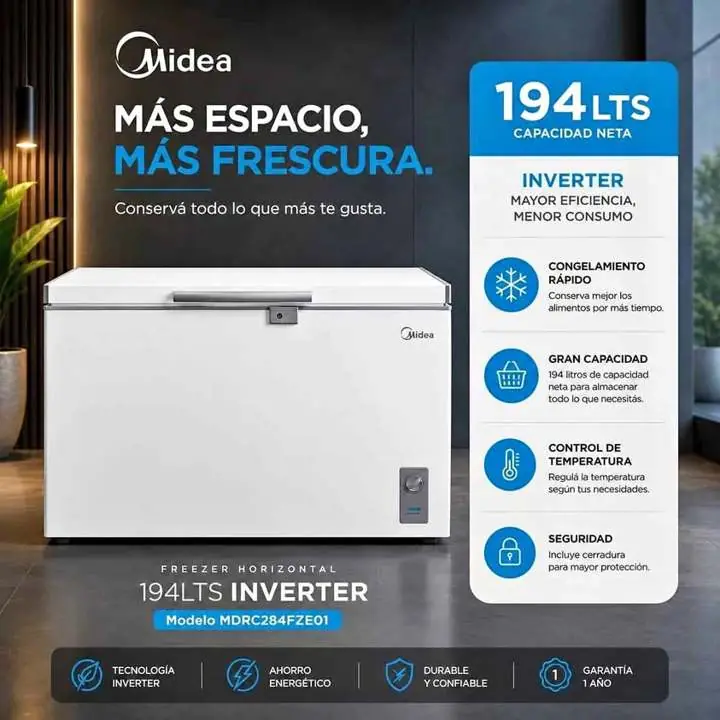 Freezer horizontal midea inverter 194LTS blanco solo por pedidos 559.000