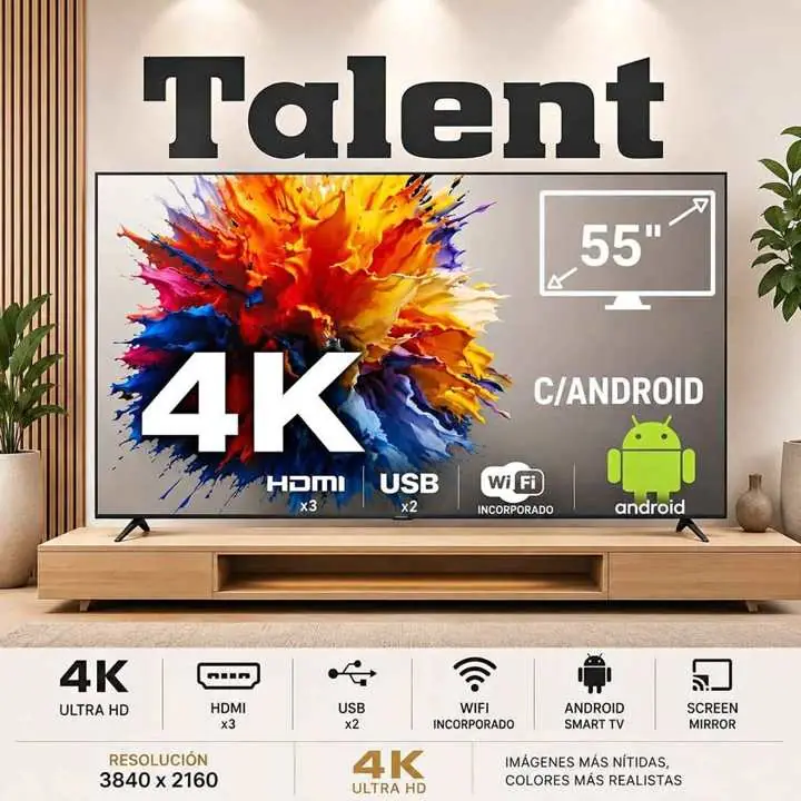 Oferta super power smart TV talent 55"4K y Android TV MOD:55TAL4K