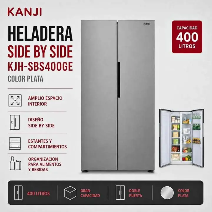 Heladera Kanji side by side 4 puertas 400 lts