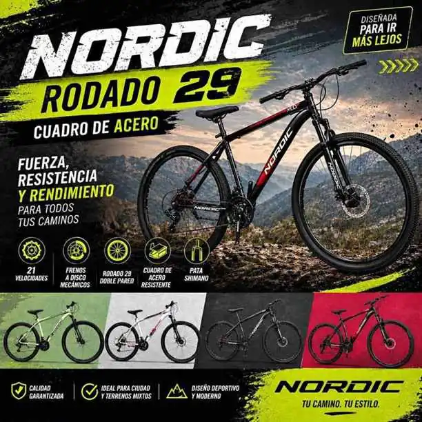 Bicicleta nordic rodado 29, 21 velocidades acero