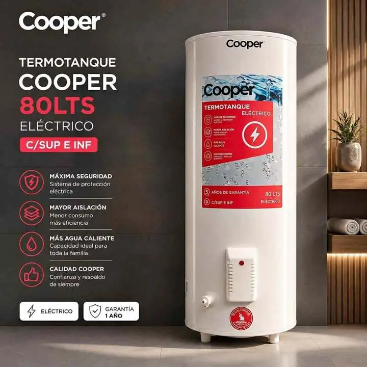 Termotanque Electrico Cooper 80 Litros Conexion Superior