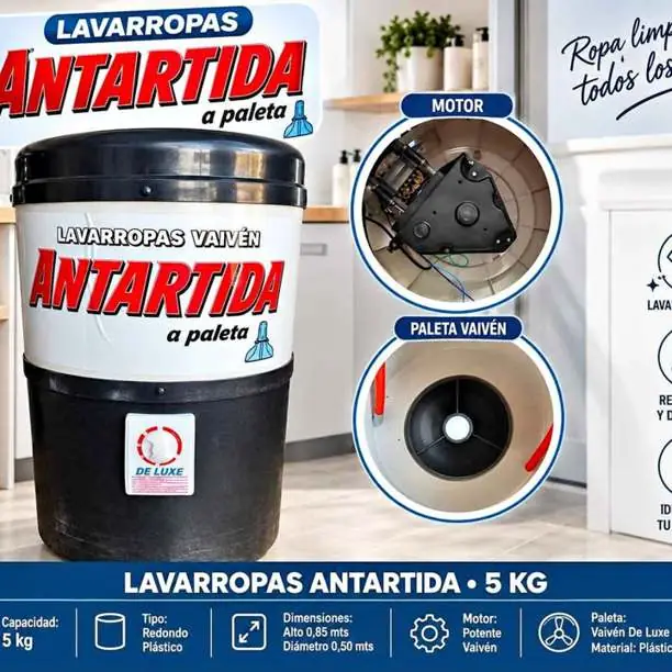 Lavarropas antartida 5KG a paleta negro precio $199.900