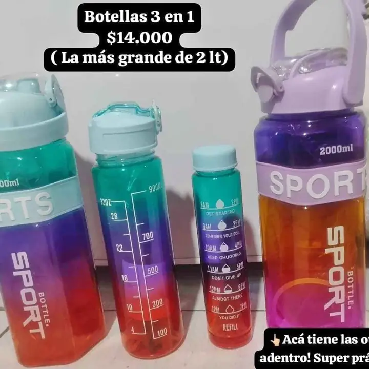 3 Botellas x $14.000 la más grande tiene 2lt