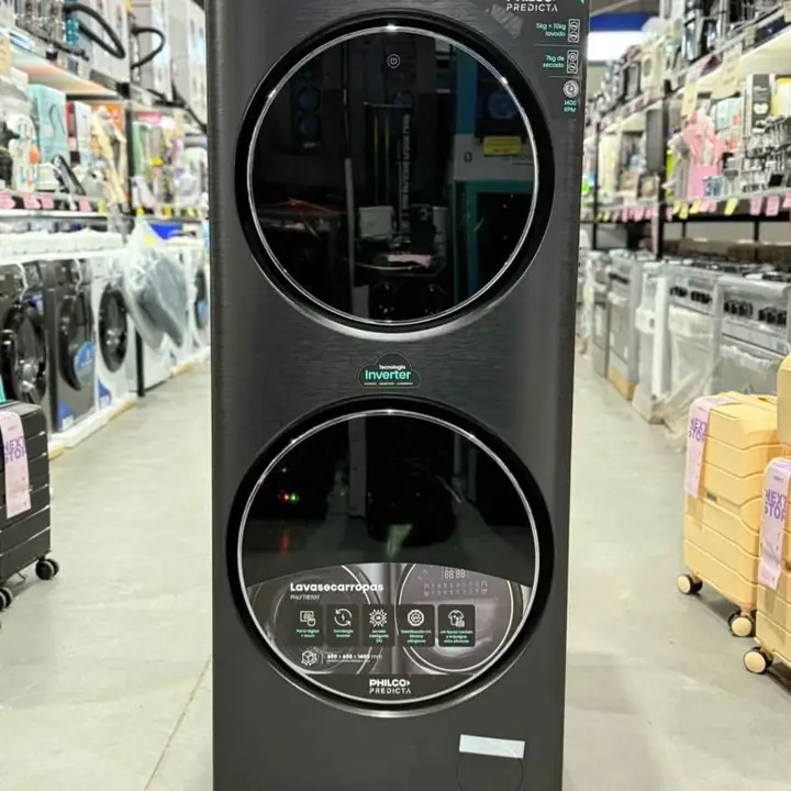 Torre de lavado inverter lavasecarropa Philco carga frontal 15KG/7KG