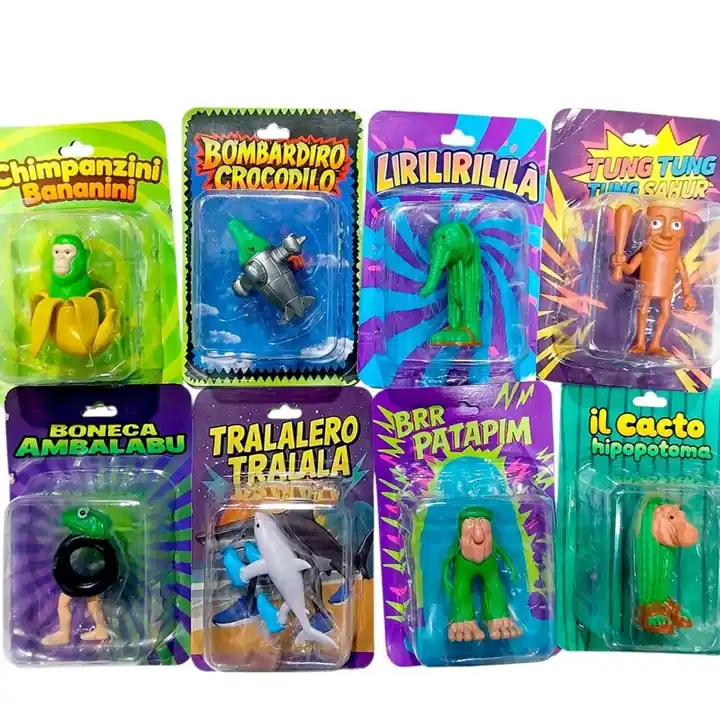 Muñecos coleccionables italian brainrot 10cm de alto aproximadamente