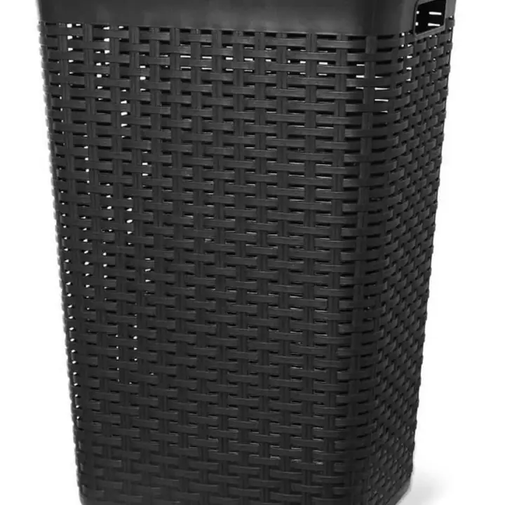 Canasto para ropa simil rattan grande con TAPA(32X57X42CM)