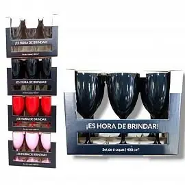 Copa acrilicas x 6 unidades vino/agua en caja regalo