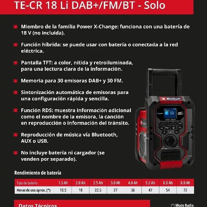 Parlante einhell apto para obra construccion resistente al polvo
