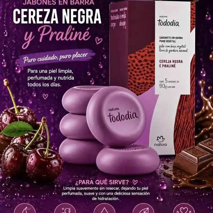 Caja de Jabones x 5 cereza negra y praline natura $14.000