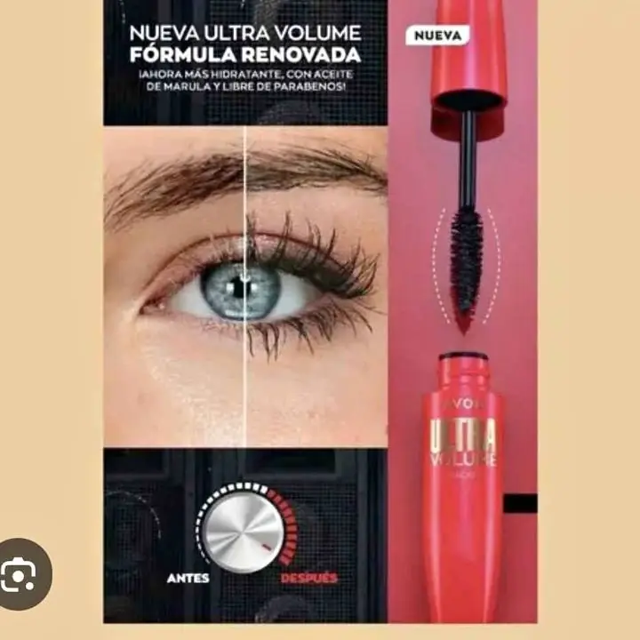 Mascara de pestañas ultra volumen lavable avon $16.000