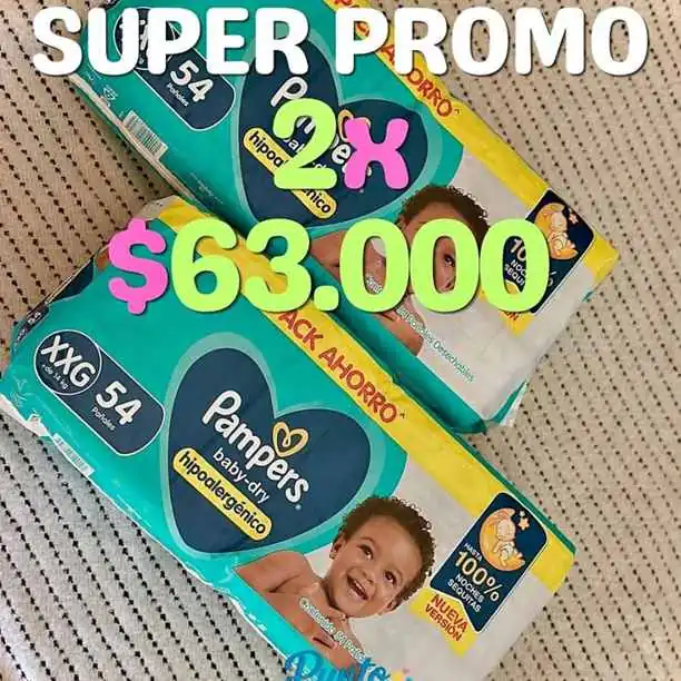 Promoción pañales pampers baby dry xg y xxg