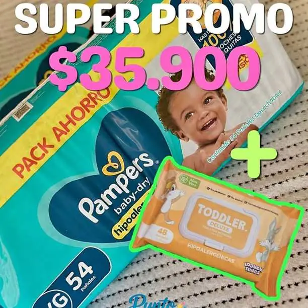 Pampers baby dry + toallitas húmedas