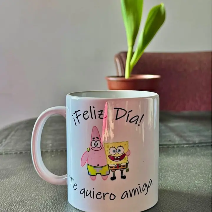 Taza de cerámica de Bob Esponja y Patricio para el Día del Amigo