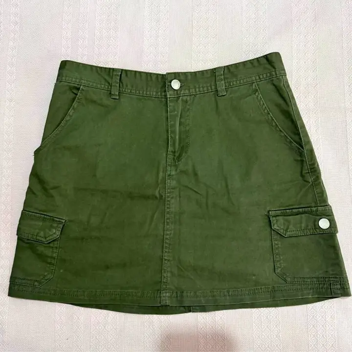 Pollera verde gabardina/jean - Talle XS