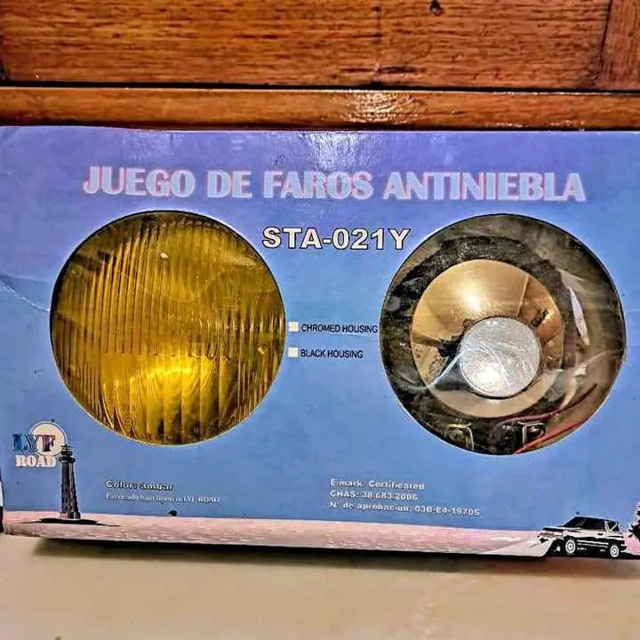 Juego de faros antiniebla halógeno redondos color ambar lente de vidrio