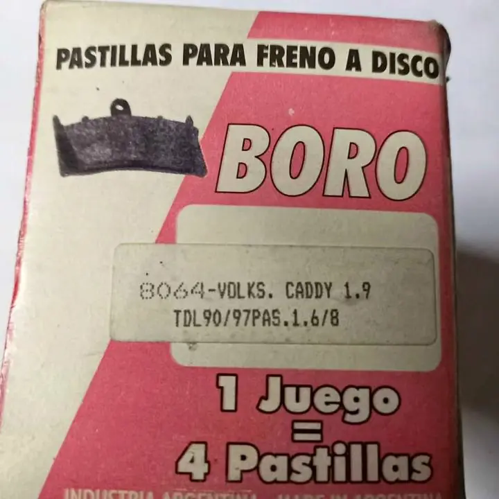 Pastillas de freno a disco BORO para Volkswagen Caddy 1.9 - TDL 90/97 y Passat 1.6/1.8