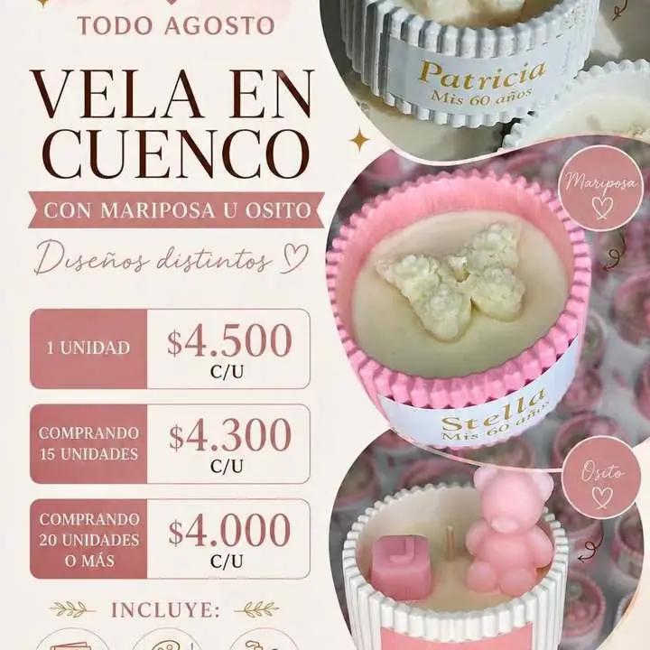 Velas aromáticas en cuenco personalizadas