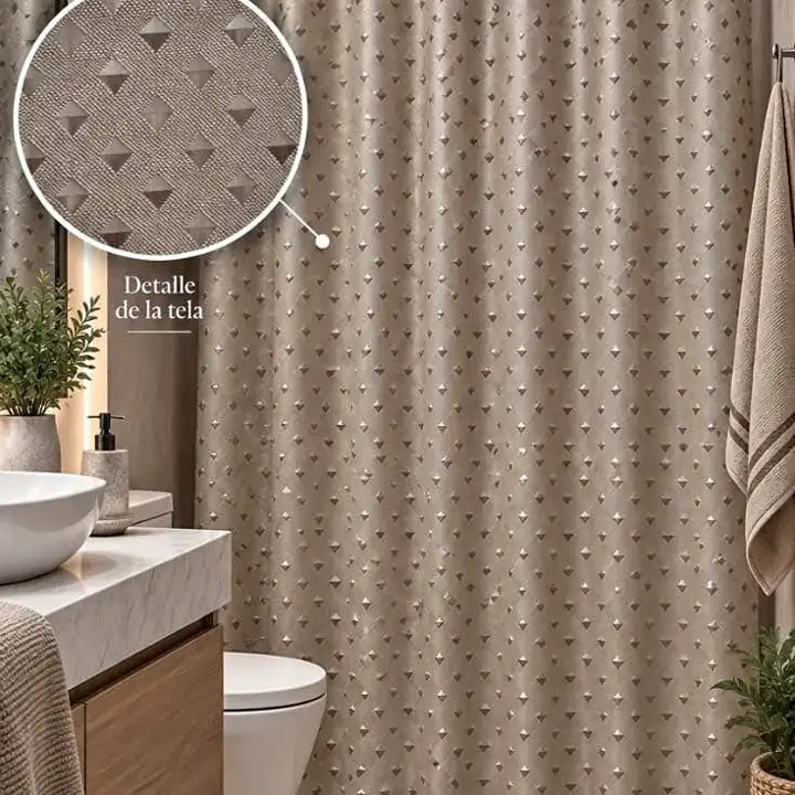 Cortina de Baño Endiamantada Antihongos