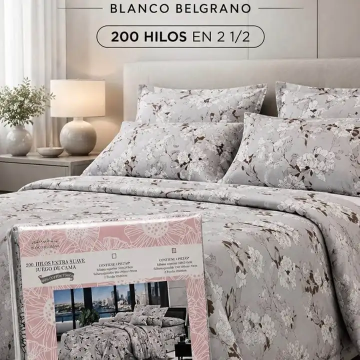 Juego de Sábanas Blanco Belgrano 200 Hilos