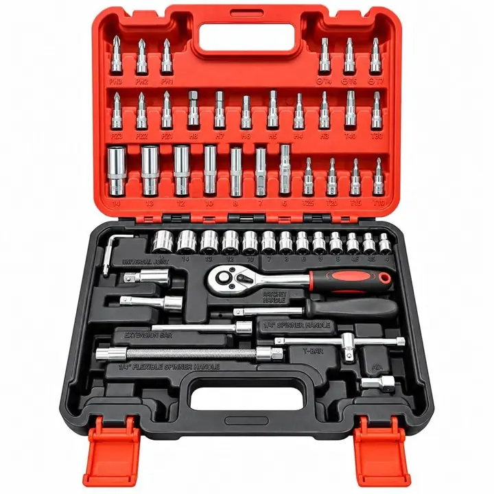 Juego de Tubos y Llave Criquet 53 Piezas Set Pro Encastre 1/4