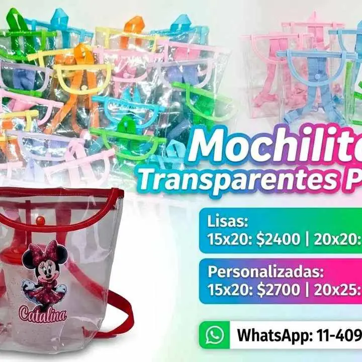 Mochilas pvc golosineras lisas o personalizados